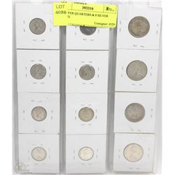 4 SILVER QUARTERS & 8 SILVER DIMES