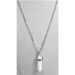 WHITE QUARTZ CHAKRA PENDANT WITH 18" CHAIN