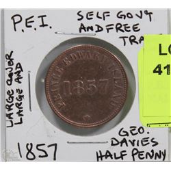 P.E.I 1857 SELF GOV'T & FREE TRADE HALF PENNY
