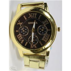 NEW GENEVA QUARTZ GOLD TONE WATCH