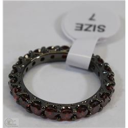 NEW BLACK WITH RED STONE RING SIZE 7