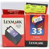 Image 1 : LOT OF 2 LEXMARK 33 COLOR  PRINT  INK CARTRIDGES