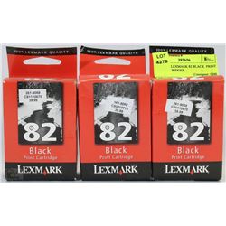 LOT OF 3 LEXMARK 82 BLACK  PRINT  INK CARTRIDGES