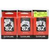 Image 1 : LOT OF 3 LEXMARK 82 BLACK  PRINT  INK CARTRIDGES