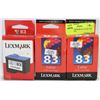 Image 1 : LOT OF 3 LEXMARK 83 COLOR  INK CARTRIDGES