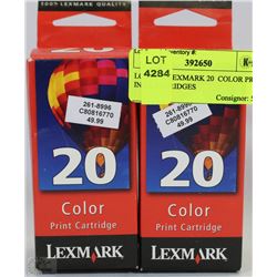 LOT OF 2 LEXMARK 20  COLOR PRINT INK CARTRIDGES