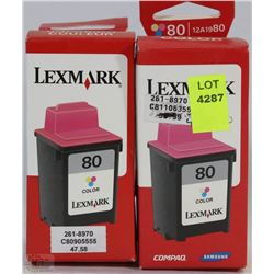 LOT OF 2 LEXMARK 80 COLOR  PRINT  INK CARTRIDGES