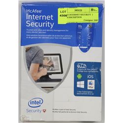MCAFEE INTERNET SECURITY  1 YEAR SUBSCRIPTION