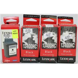 LOT OF 4 LEXMARK 13400HC  INK CARTRIDGES