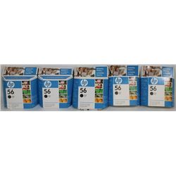 5  HP 56 BLACK  COLOR  INK CARTRIDGES