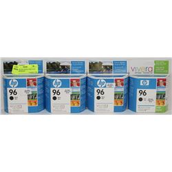 4 HP 96 BLACK VIVERA BRILLIANT  INK CARTRIDGES