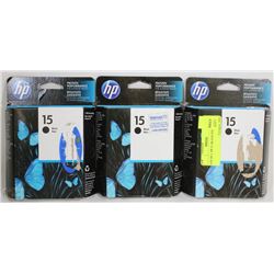 LOT OF 3  HP 15  BLACK INK