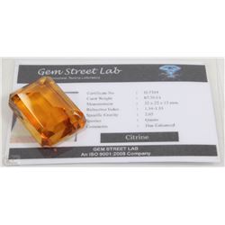 63) CITRINE 87.30CT WITH COA - HEATED