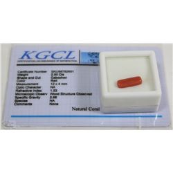 133) NATURAL CORAL 2.50CT WITH COA