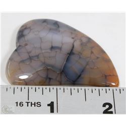 71) GRAY ORANGE HEART SHAPE AGATE PENDANT 131CT