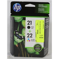HP 21 BLACK AND 22 TRI COLOR INK CARTRIDGES