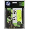 Image 1 : HP 60 +60 INK CARTRIDGES BLACK AND TRI COLOR