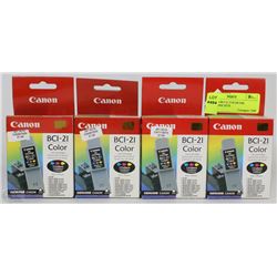 4 CANON BCI-21 COLOR INK CARTRIDGE SETS