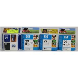 4 HP 29 BLACK  COLOR INK CARTRIDGES