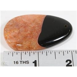 73) BLACK ORANGE AGATE PENDANT 142CT