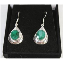 #103-GREEN EMERALD .925 STERLING SILVER EARRINGS