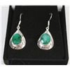 #103-GREEN EMERALD .925 STERLING SILVER EARRINGS