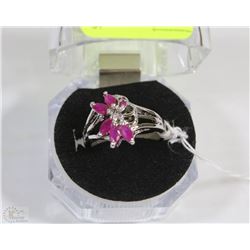 #85- RED RUBY .925 STERLING SILVER RING