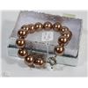 Image 1 : #8-SEA SHELL PEARL BRACELET 7.5" BROWN