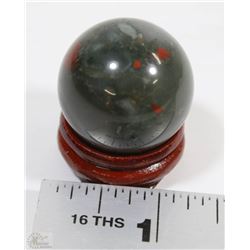 #47-NATURAL BLOOD STONE SPHERE BALL