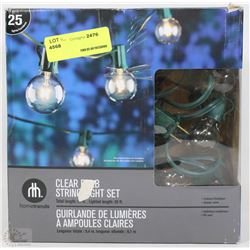 BOX OF CLEAR BULB INDOOR/OUTDOOR LIGHTS