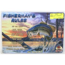 TIN "MAN CAVE"   FISHERMAN'S RULES SIGN