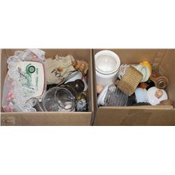 LOT OF 2 BOXES OF ASSORTED PORCELAIN & GLASS ITEMS