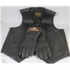 Image 1 : GENUINE LEATHER VEST SIZE 44 WITH LINED GLOVES