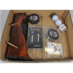 BOX WITH ALES HEMSKY CARD AND PUCK COLLECTIBLE