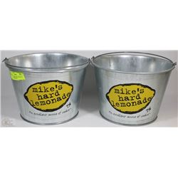 PAIR OF MIKE'S HARD LEMONADE GALVANIZED PAILS