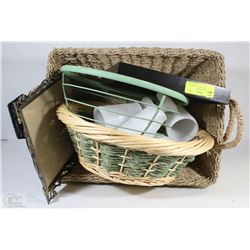 HOUSEHOLD LOT WITH BASKETS, FRUIT BOWL AND MILK