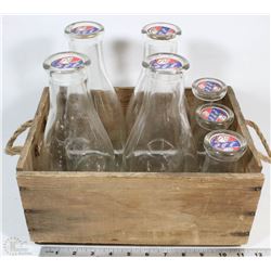 1935 PURE FRESH MILK BOTTLES 4 LARGE, 3 SMALL