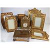 Image 1 : TRAY OF GOLD TONED DECOR INCL JEWELLERY BOX,