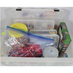 TOTE WITH BEADS AND CRAFTING SUPPLIES