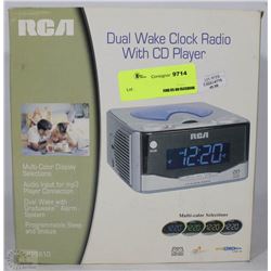 RCA DUAL WAKE CLOCK RADIO WITH CD PLAYER