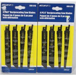 TWO PACKS OF 4PC ACCUKUT 6" RECIPROCATING SAW