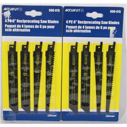TWO PACKS OF 4PC ACCUKUT 6" RECIPROCATING SAW