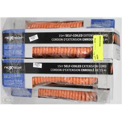 LOT OF 8 NEXTECH 15' SELF-COILED EXTENSION CORDS