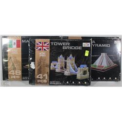 LOT OF 5 3D PUZZLES