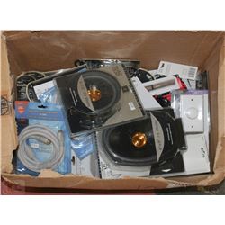 BOX OF ASSORTED ELECTRONICS INCLUDING SHIELDED