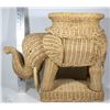 Image 1 : VINTAGE WOOD /WICKER ELEPHANT PLANT STAND