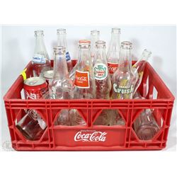 VINTAGE COCA COLA  CRATE WITH ASSORTED BOTTLES