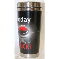 NEW CERAMIC AND STEEL TRAVEL MUG CURLING