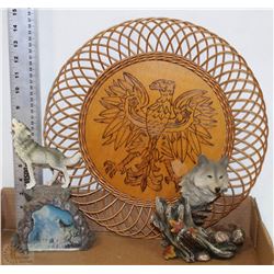 FLAT OF WOLF AND NATIVE ITEMS