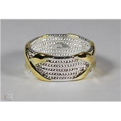 X SHAPE SILVER PLATED RING SIZE 8